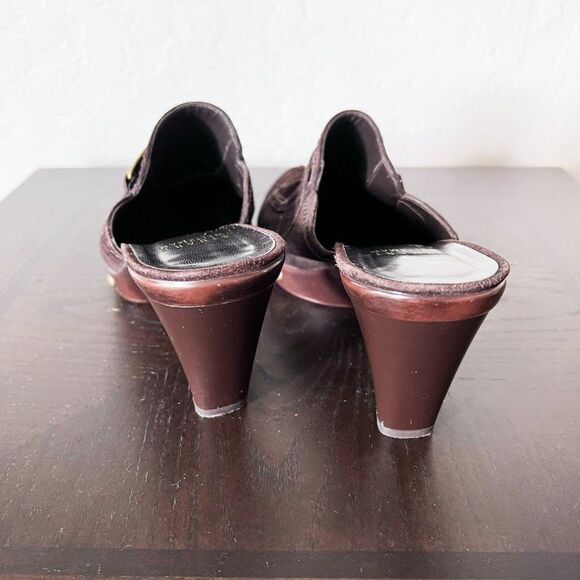 Stuart Weitzman Women’s Mules Heels Size 8 Suede Leather Dark Brown - Picture 8 of 10